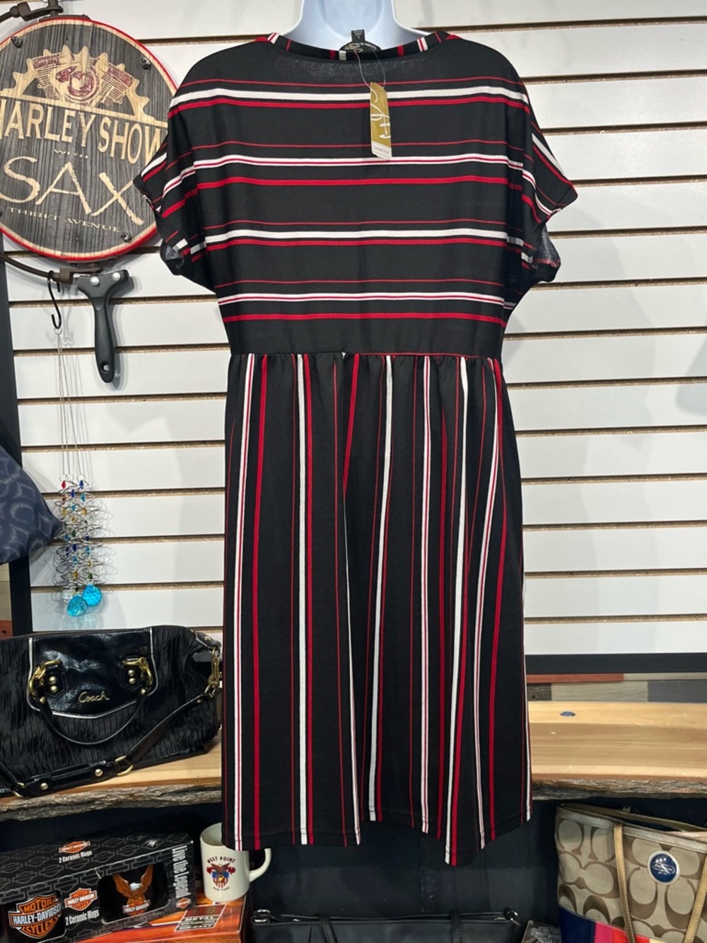 Suzanne Betro striped midi dress size large - Picture 5 of 10